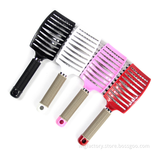 Anti-static Heat-resistant Curved Vent Boar Bristle detangling hair brush Massage Combs for Pro Hair Salon Barber Hair Styling